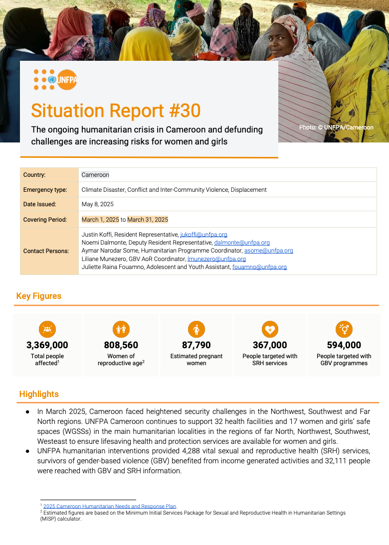 UNFPA Cameroon Situation Report - March 2025